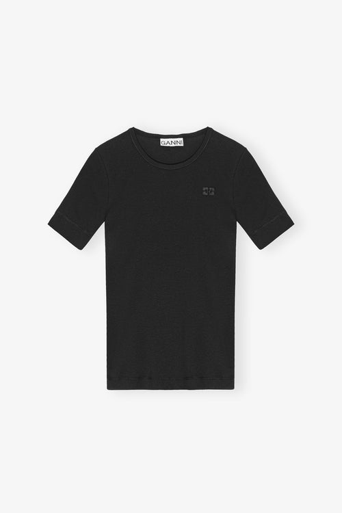 GANNI White Soft Cotton Rib Short Sleeve T-Shirt | 短袖上衣 (多色) - LondonKelly 英國名牌代購