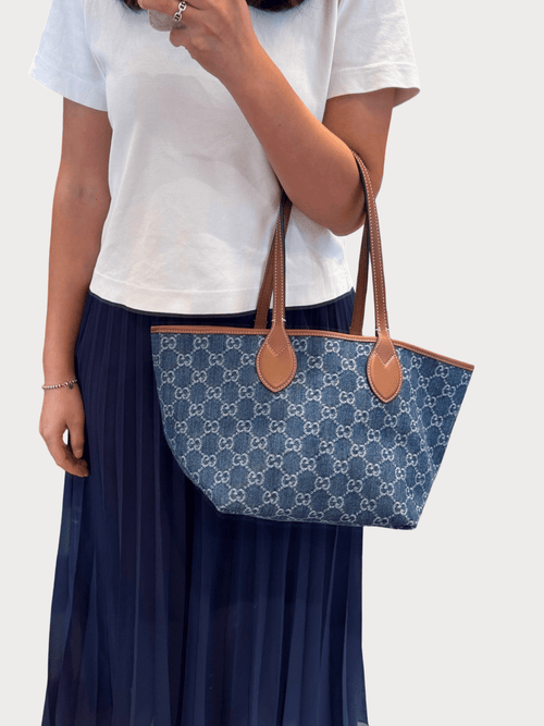 GUCCI Totissima GG Denim Tote Bag(Blue) - LONDONKELLY 英國名牌代購