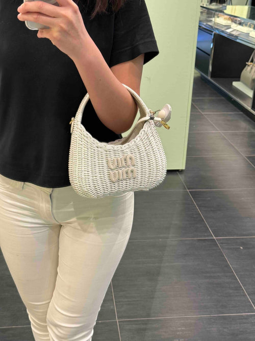 MIU MIU 5BC125 Hobo Bag Wander Wicker (White) - LONDONKELLY 英國名牌代購