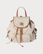 MIU MIU Canvas and Leather Backpack Beige | 繆繆 帆布皮革後背包 (米色) - LONDONKELLY 英國名牌代購
