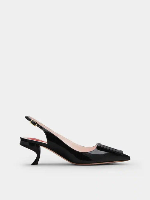 ROGER VIVIER Virgule Slingback Pumps in Patent Leather | RV 漆皮材質後帶高跟鞋 (多色) - LondonKelly 英國名牌代購