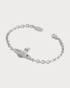 VIVIENNE WESTWOOD Mini Bas Relief Brass and Swarovski Crystal Chain Bracelet | 西太后 手鏈 (銀色) - LONDONKELLY 英國名牌代購