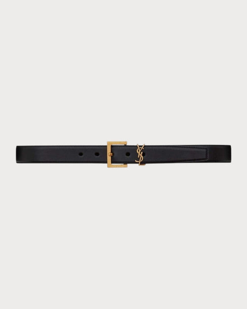 YSL SAINT LAURENT Cassandre Belt with Square Buckle | 聖羅蘭 皮帶 (3CM/黑色) - LONDONKELLY 英國名牌代購