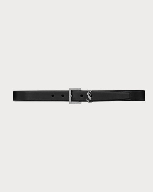 YSL SAINT Laurent Cassandre Belt with Square Buckle | 聖羅蘭 皮帶 (3CM/黑色) - LondonKelly 英國名牌代購