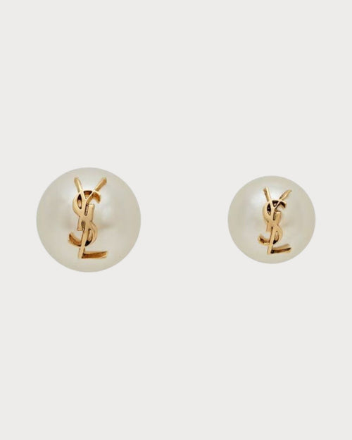 YSL SAINT LAURENT Cassandre Pearl Earrings In Metal | 聖羅蘭 耳環 (金色) - LONDONKELLY 英國名牌代購